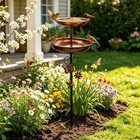 Antique Bronze Metal  Bird Baths Stand Bird Feeder Outdoor Garden Bath