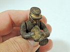 Vintage Small Cast Iron Man Figure With Moveable Arms Playing His Horn