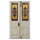 Pair Of Antique 43  Doors With Jeweled Stained Glass  C  1880