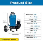 Hs3 75s hsz3 75s Automatic Electric Submersible Wastewater Trash Pump  1 Hp 115v