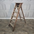 Antique Wooden Step Ladders - Rustic Folding Decor Display Ladder - Prop Upcycle