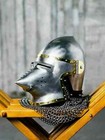 Helmet Face Pig Medieval Bascinet Armor Steel Hounskull Larp Battle Chain Mail
