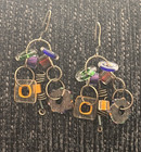Unique Artisan Murano Art Glass Modernist Drop Dangle Earrings 3  Long