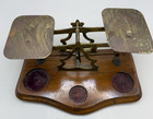 Antique Victorian Brass Postal Letter Scale -t j  Smith   Son London Oak Base