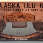 Alaska Ulu Knife With Wooden Stand Grizzly Bear Design New Traditional Cutlery