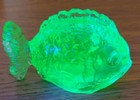 Wilkerson Green Uranium Glass Fish Paperweigh  3  Mint 