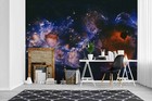3d Space Purple Nebula Planet Self-adhesive Removable Wallpaper Murals Wall