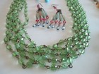 4pc Vintage Retro Acrylic   Plastics Jewelry Necklace   Earring Lot Greens  m32