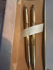 Vintage Centennial Ball Point Pen   Mechanical Pencil Set Gold Tone W box