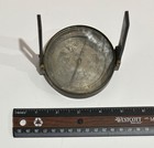 Antique 18th C  Brass Surveyor s Compass With Folding Sights   Engraved Dial