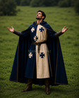 Medieval Hooded Crusader Knight Tunic Cloak Larp Cosplay Renaissance Costume