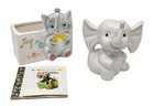 Vtg Porcelain Baby Elephant Figurine Mini Planter   Golden Book Nursery Decor