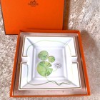 Hermes Paris Cigar Ashtray Porcelain Change Tray Nil Gold Trim Nile With Case