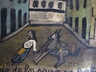 Vtg Hp Mexican Tin Retablo San Charbel Saves Woman From Charro Negro In 1925