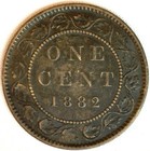 1882 H Bronze Canadian Large Penny One Cent Coin Extra Fine 1c Circulated