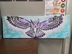 Original Owl  Painting Acrylic  mixed Media On Canvas 36x12
