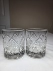 2 Dewars True Scotch Old Fashioned Set Clear Whiskey Embossed Celtic Truth Knot 
