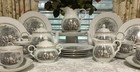 Rare 33pc Set Vintage Currier Ives Avon Sales Award Tea  Pots Cake Plates Cups