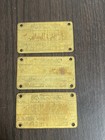 Mansfield Tire   Rubber Co  Mansfield  Ohio - Lot Of 3 Brass Machine No  Plates