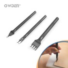 Owden 3pcs Black Steel Leather Hole Punch Tool Diamond Chisel Stitching Set
