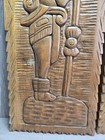 Vintage Pair Of Wood Wall-hanging Plaque Carvings Tribal Aztec 25  X 9 5 