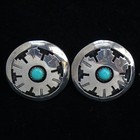 Vintage Native American Sterling Silver Turquoise Stud Earrings Signed P Cut Out