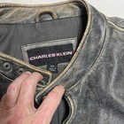 Vtg Charles Klein Leather Moto Jacket Distressed Men   s Xxl