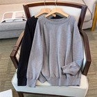 Lady Long Sleeve Pullover Sweater Knit Jumper Solid Round-neck Casual Loose Tops
