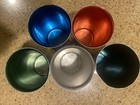 Vintage 50s 60s Sunburst And  Bascal Aluminum Cups Lot Of 5 Diff Colors Sizes