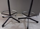 Pair Vintage Mcm Cosco Swivel Bar Counter Stools Chairs Black Vinyl   Chrome