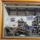 Vintage Motorcycle Garage Shop Diorama Miniature Classic 15  X 8 5  Shadow Box