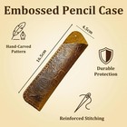 Genuine Leather Pen Case Holder  Handmade Brown Double Pen Case  Vintage Pencil