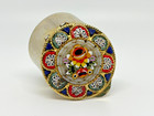 Vintage Italian Micro Mosaic Pill Box Round Floral Millefiori Glass Gold Tone
