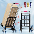 460 Lbs Stair Climbing Cart Heavy Duty Folding Hand Truck Dolly 6 Wheels   Rope