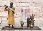 Antique Style Bergman Orientalist Arab Rug Seller Bronze Sculpture