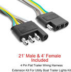 25ft Trailer Wiring Harness 4 Pin Flat Wishbone Connector Utility Cargo Trailer