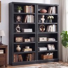 75 2  6-tier Black Bookcase Adjustable Wide Book Bookshelf Storage Shelvin