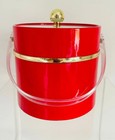 Vtg 1970s Mid Century Modern Georges Briard Red Vinyl Acrylic Barware Ice Bucket