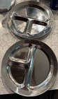 2 Vintage Coleman Stainless Steel Camping Plates 12    Diameter Divided Ships Free