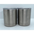 Lot Of 2 Yeti Silver Stainless Steel Tumbler Travel Mug Lowball Cup Lid Set 10oz