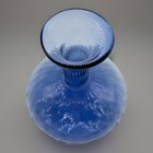 Vintage Squat  Blown Glass Bottle Mini Blue Optic Glass Mid Century 5 5 In