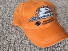 Harley Davidson Motorcycles Screamin Eagle Hat Baseball Cap Orange New Vintage