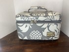 Vintage Roxy Makeup Bag Cosmetic Train Case 90s Travel Luggage Gray Floral