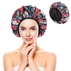 Women s Waterproof Shower Cap     3-layer Terry Lined  Reusable Bath Hair Cover