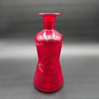 Vintage Crackle Glass Bottle Hand Blown Vase Amberina 11  Mid Century