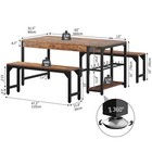 63  3 Piece Dining Table Set For 4 Home Kitchen Breakfast Dinette With 2 Benches