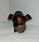 Large Vintage 12  Solid Bronze Pig Bank Heavy Mcm Brass Hog Coin Bank