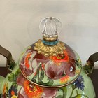 Mackenzie-childs Green Flower Market Tea Kettle 3 Qt  Enamel Retired  read 