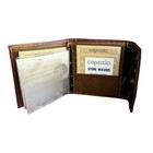 80s Nib Capezio Vintage Tan Stone Washed Top Grain Leather Bifold Wallet Nos