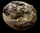 Antique Victorian 19th Century Black Lava Cameo Bacchante Brooch 14k Gold Rare  